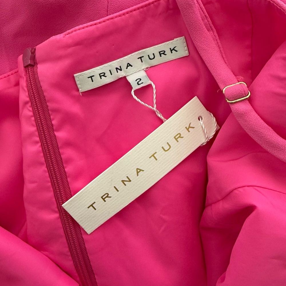 Trina Turk Zadie Jumpsuit in Flamingo Hot Pink NWT Size 2 Barbie Statement Y2K - Picture 10 of 15